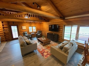 Relax and watch a movie or show together on the large smart TV!