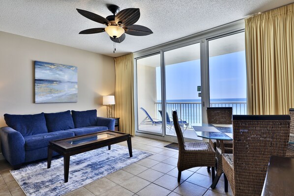 Gulf views from the living/dining room.