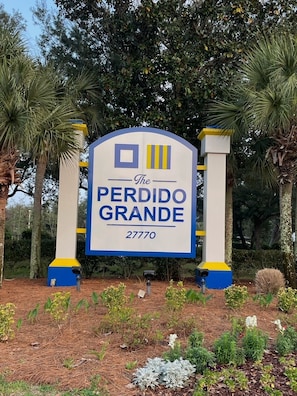 This is the first sign you will see as you enter Perdido Grande.