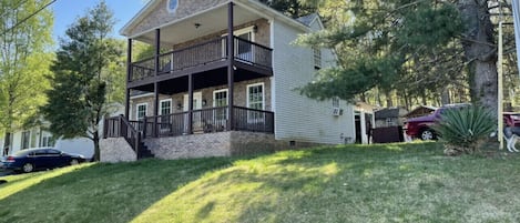 Unique two story house with two front porches. 