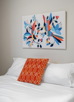 Sink into the comfortable bed at the end of the day.