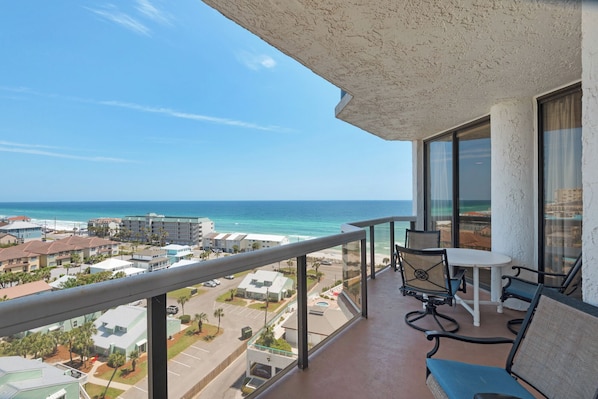 Balcony runs the length of the condo- awesome ocean and bay views