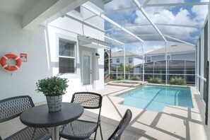 Pool. Take a swim in your private pool and spa under a covered lanai