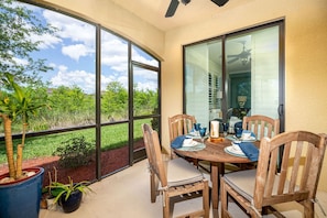 Dining outside in your private lanai