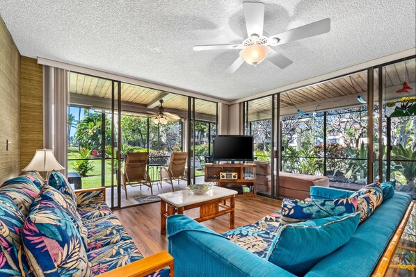 Huge living area with wraparound and screened in lanai.