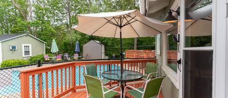 Porch with pool view