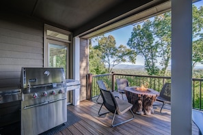 Main Level Deck with Webber Gas Grill and Fire Pit