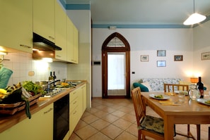 Living room and kitchenette