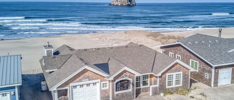 aerial view of the beach  from the property