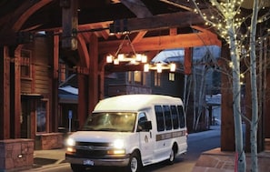 DV Shuttle will pick you up at the condo and drop you off at the Snow park base.
