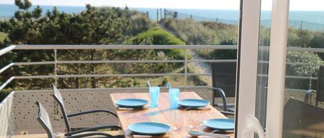 Terrace. Sea views from the wooden deck