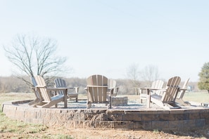 Outdoor Firepit with eight chairs