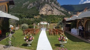 Outdoor banquet area