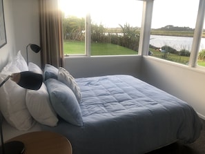 Water front house - master bedroom with water views  (queen bed)