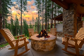 Sit back and enjoy the ground level fire pit