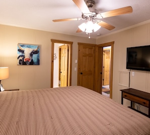 Master Bedroom: King Bed, 42” TV, closet, private bathroom with his and hers vanity