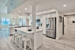 The stunning new kitchen with new stainless steel appliances