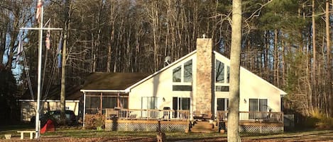 Expansive, flat yard with huge deck