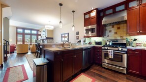 Room, Indoors, Kitchen, Kitchen Island, Flooring