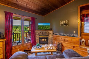 Warm up by the cozy fire.
