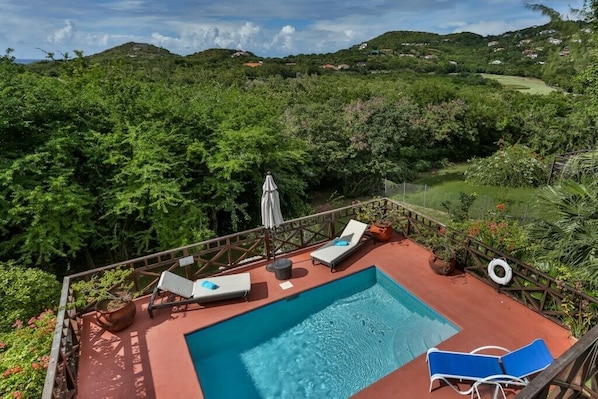 Pool & deck near the gardens.