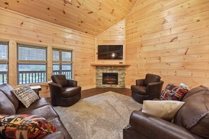 Gather around the electric fireplace and watch a movie.