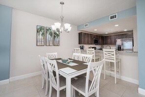 Dining Area for 6 plus 3 additional bar stools