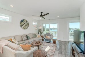 Living Room with River Views & Porch