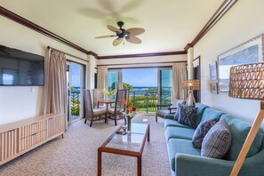 Living Room - Living room with dining area, lanai access and ocean view
