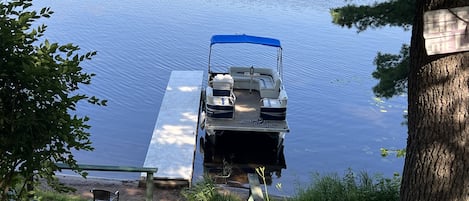 
Pontoon and dock on lake.