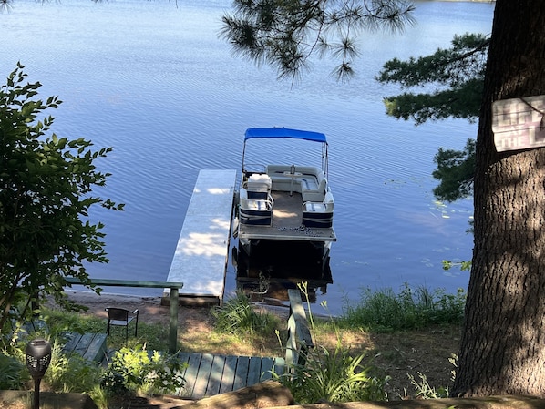 
Pontoon and dock on lake.