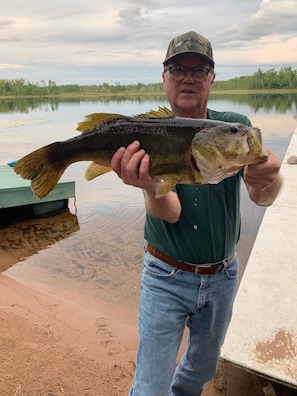 Guest with bass caught off of the dock!

