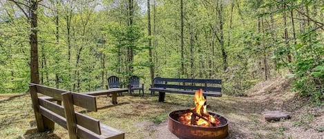 Our Mountain Memories' crackling firepit