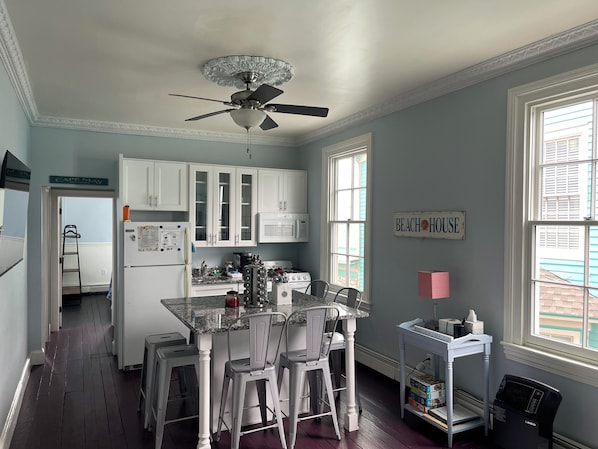 Kitchen and Living room area.