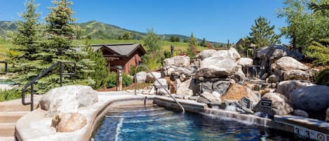 One of the grotto style hot tubs