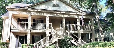 Front of condo. Our unit is upper right with flag. 