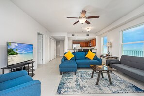 Grey couch folds out to a futon