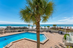 View of the pool and gulf from the balcony 