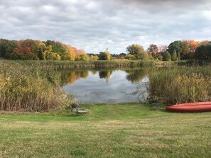 Please note: Fenced in backyard and pond are for view only, not for guest use.
