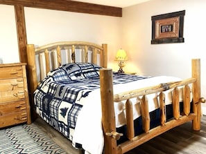 Master bedroom, queen bed.
