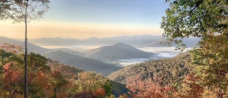 Morning view of the fog in the valley 3700 ft below.