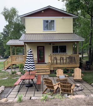 Great patio space for hanging out!  Enjoy the charcoal grill!