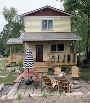 Great patio space for hanging out!  Enjoy the charcoal grill!