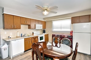 Kitchen features range, oven, microwave, dishwasher, refrigerator, Keurig
