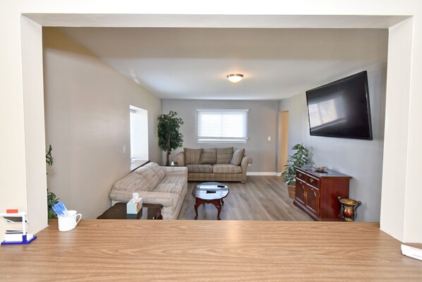 Living area view from kitchen
