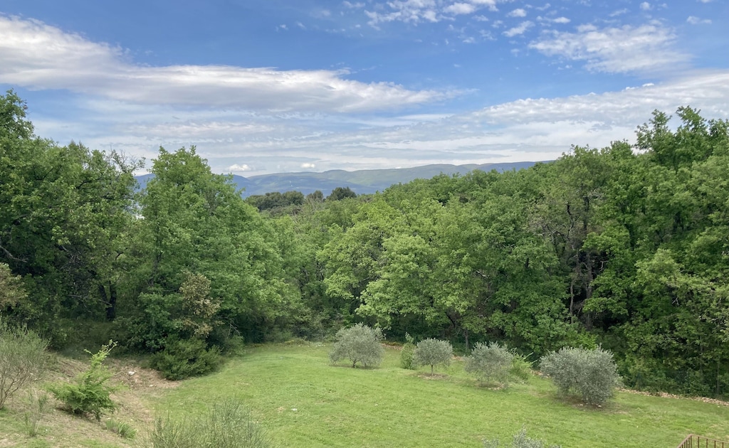 Vue sur les Monts de Vaucluse depuis la terrasse 
