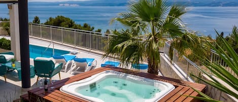 NEW! Seaview Villa Marija with heated private pool, jacuzzi, 4 en-suite bedrooms