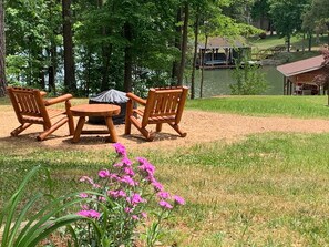 Enjoy cool nights and fun conversations at the fire pit overlooking the Lake