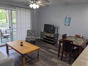 Cozy living room and dining area