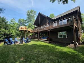 2022 octagon addition to deck with panoramic barrel sauna.